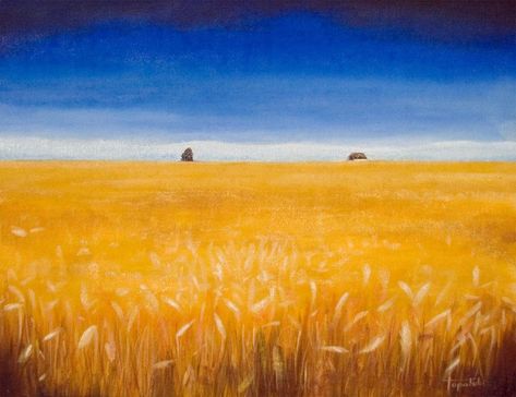 Wheat Field - Oil Painting on Canvas by artist Darko Topalski Watercolor Art Drawings, Field Oil Painting, Oil Painting Videos, Simple Oil Painting, Field Paint, Art Oil Paintings, Oil Painting Inspiration, Oil Painting Tutorial, Paintings Watercolor