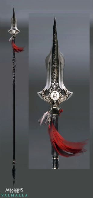 Fantasy Spear Concept Design, Fantasy Halberd, Spear Concept Design, Gae Bolg, Ac Valhalla, Tactical Swords, Bloodborne Art, Assassin's Creed Valhalla, Types Of Swords