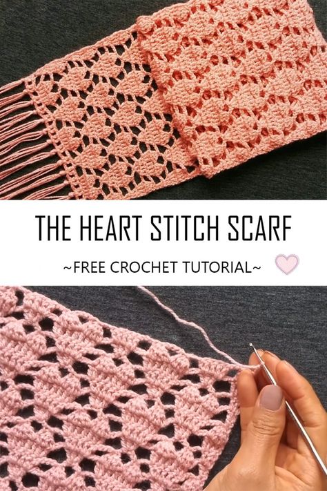 Crochet Heart Stitch Scarf or Shawl Crochet Heart Lace Pattern, Crochet Scarf Diagram Charts, Filet Crochet Scarf Patterns Free, Heart Crochet Stitch, Facets Yarn Crochet Pattern, Crochet Heart Lace, Lace Crochet Stitches, Crochet Lace Stitches, Pretty Crochet Stitches