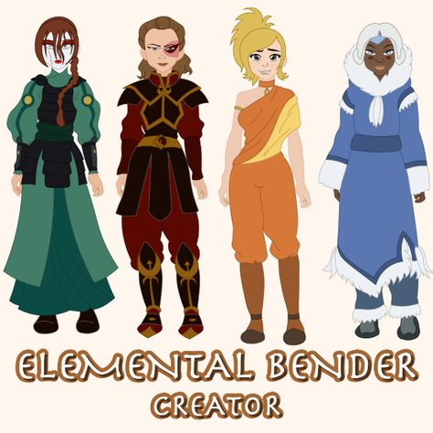 A character creator / dress up game inspired by the Avatar the last Airbender animated series. Avatar The Last Airbender Characters Design, Avatar The Last Air Bender Oc, Avatar Earth Bender Oc, Modern Atla, Bender Oc, Avatar The Last Airbender Oc, Avatar The Last Airbender Characters, Airbender Oc, Wings Club