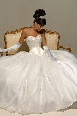 My attire/accessories for a Disney wedding. I love the gloves, tiara and ballgown as a combo! So classic princess! Wedding Dress Tea Length, Wedding Dress Organza, Wedding Dresses Cinderella, Organza Wedding, Beautiful Wedding Gowns, White Wedding Dress, Trendy Wedding Dresses, Princess Gown, Cinderella Dresses