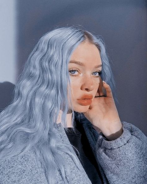 15 Stunning Winter Hair Color Ideas for Blondes in 2023-2024 - thepinkgoose.com Ice Blue Hair, Icy Blue Hair, Silver Blue Hair, Periwinkle Hair, Sky Blue Hair, Baby Blue Hair, Blue Hair Aesthetic, Pastel Blue Hair, Winter Hair Colors