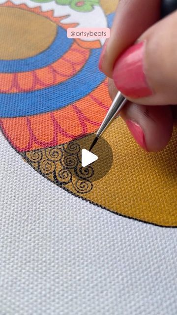 Mandala Art In Peacock, Madhubani Art On Canvas, Madhubani Mandala Art, Madhubani Drawing Easy, Kalamkari Drawing, Doodles Mandala, Kalamkari Art, Kalamkari Painting, Peacock Painting