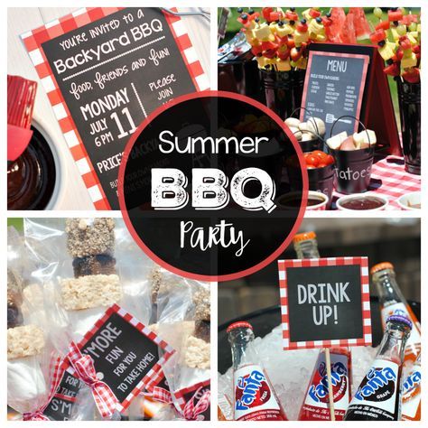 These outdoor BBQ party ideas will have you all set to throw a really fun summer BBQ party-complete with BBQ party menu, games, decorations and other fun ideas to get this party started and throw a bash your friends will love! Barbeque Party Decorations, Outdoor Bbq Party Ideas, Backyard Bbq Menu Ideas, Outdoor Barbeque Party, Bbq Party Menu, Backyard Bbq Party Decorations, Bbq Theme Party, Bbq Party Ideas, Bbq Decor