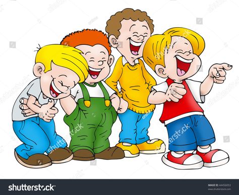 Happy Boys Laughing Out Loud Together Stock Illustration 44456053 Friends Laughing Drawing, Laughing Clipart, Laughing Drawing, Anime Group Of Friends, Laughing With Friends, World Laughter Day, Laughter Day, Book Illustration Layout, Friends Sketch