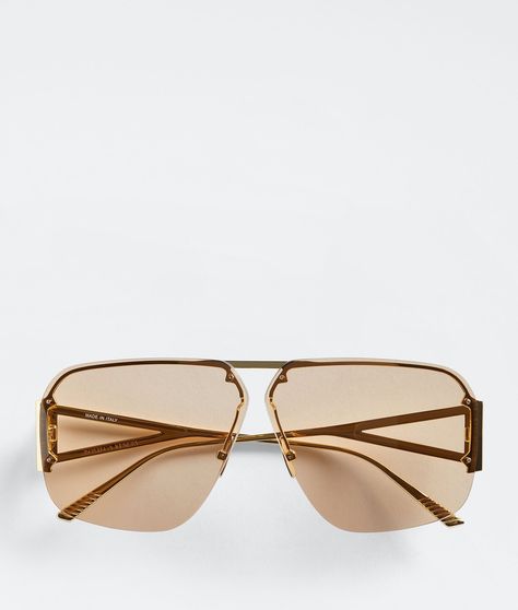 Classic Aviator Sunglasses | Bottega Veneta Men Shades, Women Eyewear, Glasses Fashion Women, Gold Aviator Sunglasses, Designer Shades, Fashion Eye Glasses, Sunglasses Style, Brown Sunglasses, Shades Sunglasses