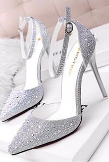 Glitter Wedding Shoes, Wedding Shoes High Heels, Rhinestone Wedding Shoes, Wedding Pumps, High Heel Dress, High Heels Shoes, Shoes Summer, Rhinestone Wedding, Shoes Woman