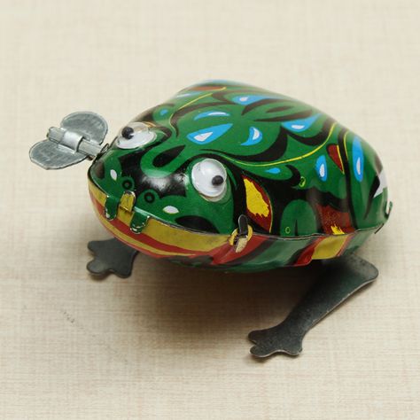 Wind Up, Frog Toy, Wind Up Toy, Jumping Frog, Tinker Toys, Moving Eyes, Small Tins, Wind-up Toys, Modern Vintage Fashion