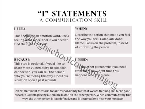 Teach your students to use "I" statements when communicating their feelings and needs. I Statements, Word Wheel, Emotion Words, I Am Statements, Feelings Words, School Counseling, High School Students, Communication Skills, Counseling