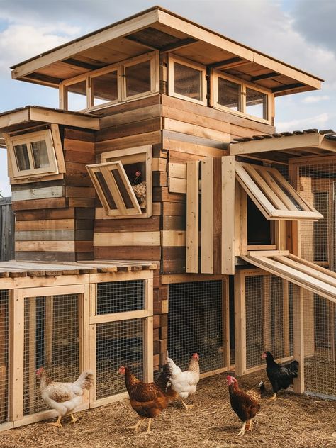 21 Chicken Coop Designs DIY Cheap – The DIY Desire Chicken Pallet Coop Diy Projects, Pallet Chicken Coop Diy Easy, Chicken Coop Designs Diy Cheap, Pallet Coop, Chicken Coop Designs Diy, Chicken Coop Pallets, Homestead Layout, Chicken Wire Frame, Chicken Waterer