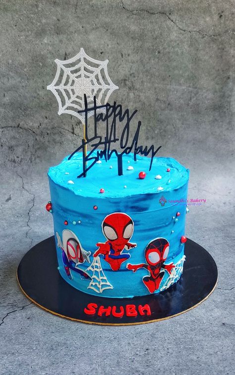 Spidy Birthday Cakes, Spidey Cake Birthday Boys, Superhero Birthday Cake Diy, Spiderman And His Amazing Friends Cake, Spidey And Friends Cupcakes, Spidy Cake Birthday Boys, Spidey And Friends Birthday Cake, Spidey Cake Ideas, 4th Birthday Cakes For Boys