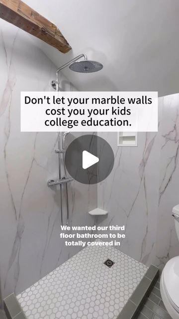 272K views · 11K likes | Tyler Bouldin on Instagram: "Who else doesn't want to pay the cost of a college education for marble walls? We are so excited about the @wetwallpanelsusa product! 

#wetwall #wetwallpanels #wilsonart #marble #marbleslabs #theforgehouse #theforge #reno #renovationproject #remodel #bathroom #bathroomdesign #bathroomremodel #wall #walldesign #oldhouse #diyprojects" Mom Bathroom, Marble Shower Walls, Marble Walls, Marble Sheets, Guest Bathroom Remodel, Marble Showers, College Education, Stone Panels, Remodel Bathroom