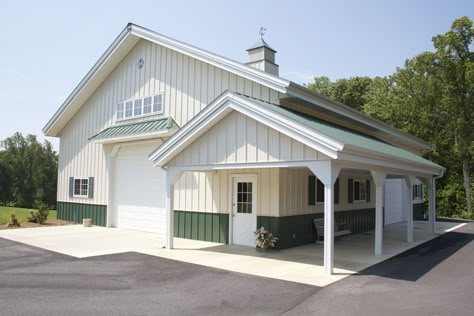 Morton Buildings hobby garage in North Carolina. Rv Garages, Rv Port, Rv Barn, Morton Building Homes, Rv House, Barn Exterior, Metal Buildings With Living Quarters, Hobby Garage, Pole Barn Designs