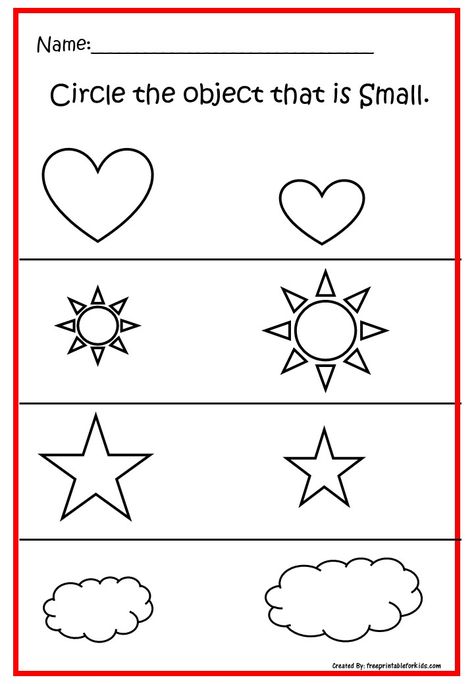 Big Small Concept For Kids, Big And Small Worksheets, Big And Small Activities Preschool, Pre Kindergarten Worksheets, Pre K Worksheets Free Printables, Worksheets For Kindergarten, Preschool Worksheets Free Printables, Pre K Worksheets, Fun Worksheets For Kids