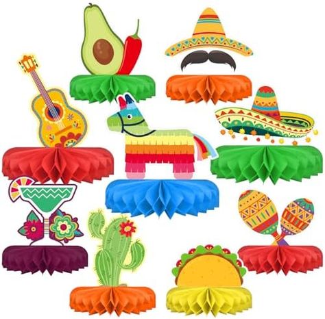 Fiesta Party Decorations - Authentic Mexican Themed Honeycomb Centerpiece for Cinco De Mayo, Taco Parties, Birthdays & Day of the Dead Celebrations Honeycomb Centerpiece, Honeycomb Table, Fiesta Party Supplies, Fiesta Table, Mexican Party Decorations, Fiesta Party Decorations, Party Favors For Adults, Taco Party, Mexican Party