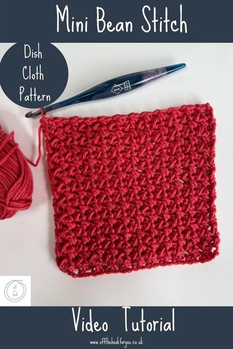 How to Crochet Mini Bean Stitch - off the hook for you Mini Bean Stitch Crochet, Bean Stitch Crochet, Mini Bean Stitch, Modern Crochet Blanket, Crazy Crochet, Bean Stitch, Crochet Stitches For Blankets, Crochet Dishcloth, I Am Passionate