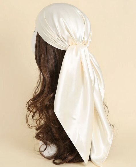 Silky Bandana Hairstyles, White Head Scarf, Ruby Rabbit, Trim Scarf, Neutral Accessories, Chic Scarves, Head Scarf Styles, Sisterlocks, How To Wear Scarves