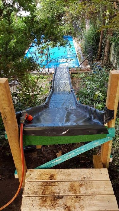 Pool Waterslide : 5 Steps (with Pictures) - Instructables Pool Slide Ideas, Diy Water Slide, Pool Slide Diy, Inground Pool Slides, Pool Waterslide, Water Slides Backyard, Swimming Pool Slides, Lake Ideas, Diy Playground