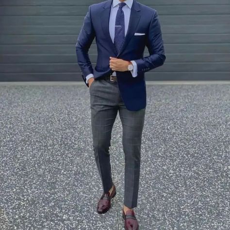 Which one would you like to wear? 🤔 #clothes #viral #trending #fashion #personality #formal #formalshirts #formalpant #formalshoes #men #boys #confidence #trend #2023 #2024trend #post Blue Blazer Men, Business Attire For Men, Grey Suit Men, Formal Pant, Tailor Made Suits, Suit Combinations, Mens Wedding Attire, Trend 2023, Plaid Trousers