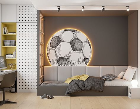 Football Kids Room, Soccer Kids Room, Football Theme Bedroom, Designing A Room, Soccer Room, Football Rooms, Football Bedroom, Boys Room Design, Children Room Boy