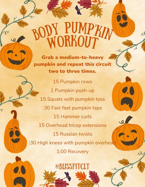 Tis the pumpkin season! Looking for more fall into fitness ideas? Check out our blog! October Fitness Challenge, Halloween Workouts, Pumpkin Tap, Pumpkin Workout, Fall Fitness Challenge, Thanksgiving Workout, Halloween Workout, Fall Workout, Overhead Tricep Extension