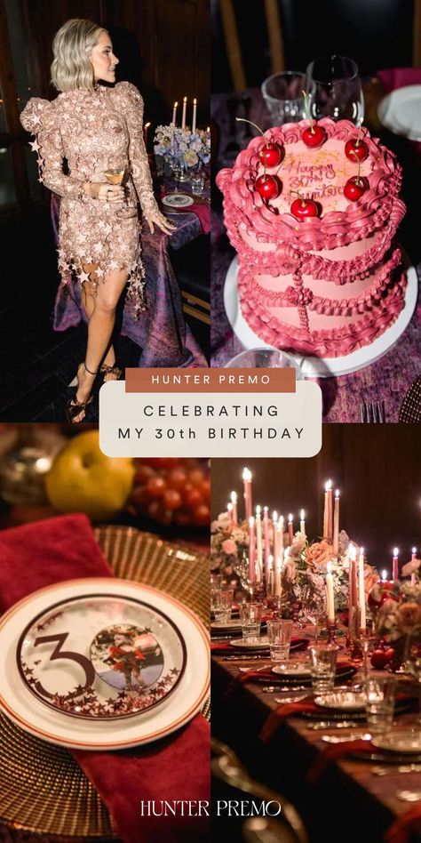 Need some inspo for your upcoming 30th Birthday celebration? Look no further! I've got you covered with some amazing theme ideas! Picture this: a cozy, whimsical, vintage-inspired party with a touch of texture. Dive into this blog post and discover all the fabulous decorations, stylish outfits, and juicy details. Prepare to make your 30th Birthday party one you won’t forget! Hunter Premo. 30th Birthday Ideas for Women 30th Glam Birthday Party Ideas, 30s Bday Party Ideas, Studio 30 Birthday Party, 30th Birthday Party Inspiration, 30 Bday Themes, 30rh Birthday Ideas, Luxury 30th Birthday Party, 30th Birthday Cocktail Party, Birthday Party 30 Women