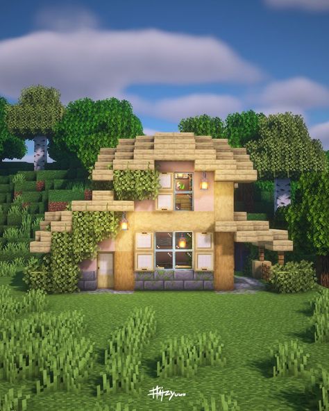 • a cozy house in minecraft that can be easily built in survival
. full lesson on youtube channel :3 Beginner House Minecraft, Cute Survival House Minecraft Easy, Minecraft Cabin House Tutorial, Small Wood House Minecraft, Beginner Survival House Minecraft, Building Minecraft, Description Ideas, House In Minecraft, Mc Builds