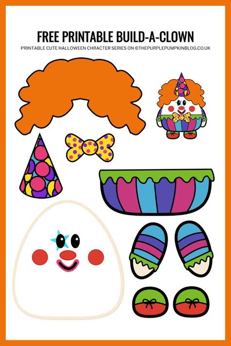 Clown Template, Silly Halloween, Oogie Boogie Man, Clown Crafts, Radical Expressions, Boogie Man, Halloween Paper Crafts, Pumpkin Template, Purple Pumpkin