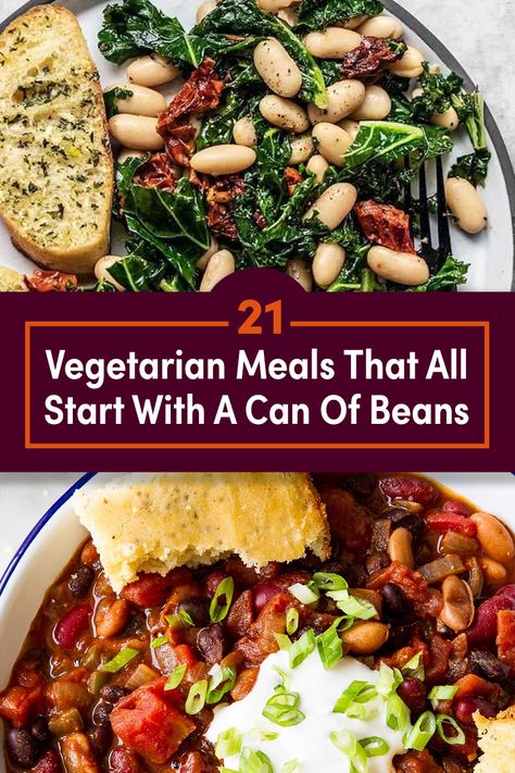 Beans Recipe Healthy, Canned Beans Recipe, Zone Recipes, Healthy Beans, Can Of Beans, Meatless Dinner, Recipes For Dinner, Vegetarian Meals, Meatless Meals