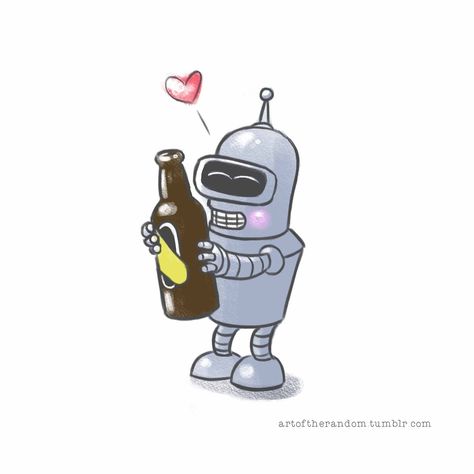 Pequeño Bender y su cerveza Futurama Tattoo, Bender Futurama, Cartoon Tattoo, Matt Groening, Cartoon Tattoos, American Dad, Futurama, Baby Cartoon, The Simpsons