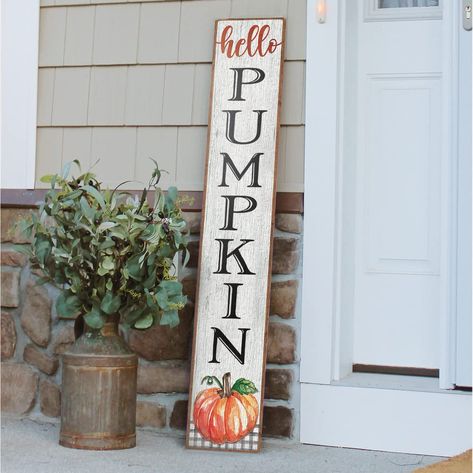 Hey Pumpkin Sign, Wooden Sign Ideas Diy, Diy Porch Signs Ideas, Porch Boards Signs, Fall Welcome Sign Front Door, Wooden Porch Signs, Fall Door Signs, Fall Porch Signs, Barn Board Signs