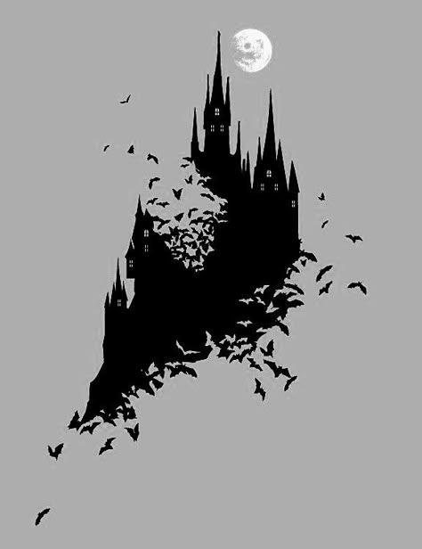 Goth Castle, Gothic Drawings, Night Tattoo, Castle Vector, Spooky Castles, Castle Silhouette, Castlevania Wallpaper, Castle Tattoo, Castle Drawing