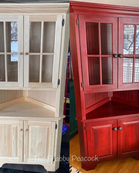 Tuscan Red Hutch | General Finishes Design Center Red Hutch, General Finishes Milk Paint, China Hutch, The Color Red, General Finishes, Kitchen Paint, Black Stains, Design Center, Milk Paint