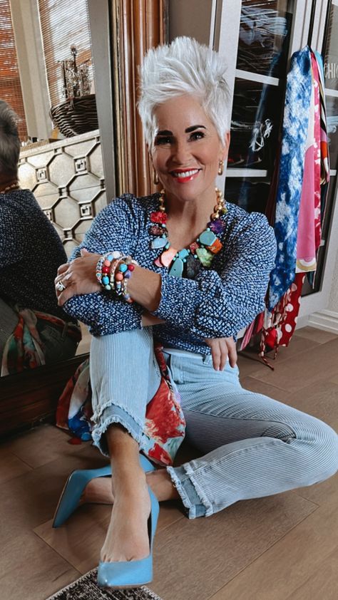 Funky Fashion Over 50, Funky Over 50 Style, Spring Capsule Wardrobe 2023 Over 50, Spring Fashion Over 50 Women, Fashion Trends 2023 Spring Summer Women Over 50, Chic Over 50 Fifty Not Frumpy, Chic Spring Outfits 2023, Senior Fashion, Dressing Over 50