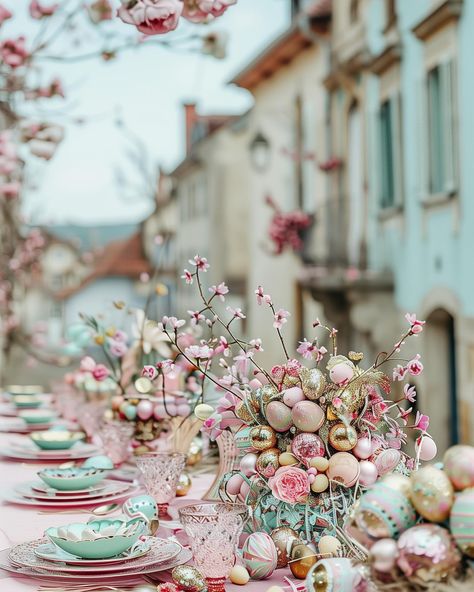 Easter Brunch 🥚✨💖 We woke up to the smell of freshly baked bread and I couldn’t wait to take my seat at this delicious sparkly Easter brunch! Have a wonderful Easter everyone 🐰🦋🐣 Love, Marloes #sprinkleofai #easter #happyeaster #eastereggs #easterdecor #easterbrunch #easterbunny #easterfestival #midjourney #sparkly #glitter #diamonds #gemstones #festive Easter Europe, Easter Fantasy Art, Sequin Easter Eggs, Freshly Baked Bread, Easter Festival, Art Puzzle, Baked Bread, Table Scapes, Easter Brunch