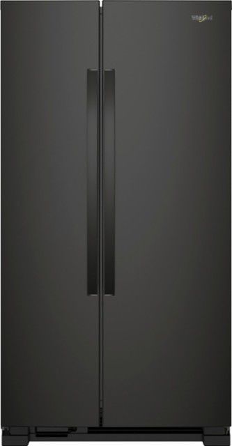 Whirlpool - 21.7 Cu. Ft. Side-by-Side Refrigerator - Black - Front_Zoom Refrigerator Whirlpool, College Kitchen, Refrigerator Kitchen, Kitchen Dining Rooms, Kitchen Suite, Hidden Hinges, Side By Side Refrigerator, Laundry Appliances, Door Shelves