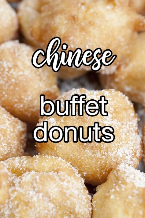 Copycat Chinese Buffet Style Donuts - Love those deep-fried donuts you get at the Chinese buffet? Well, here ya' go! Super easy to make at home. | CDKitchen.com Chinese Fried Biscuits, Chinese Doughnuts Recipe, Chinese Donuts Easy, Chewy Donut Recipe, Chinese Sugar Donuts Recipe, Chinese Food Dessert, Chinese Donut Recipe, Chinese Bread, Chinese Doughnut