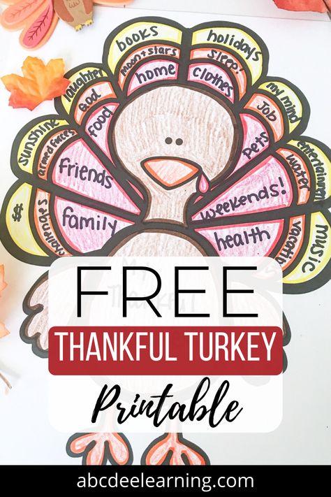 Talk about what your little ones are thankful for this year by using this FREE Thankful turkey printable on my website. This is a great way to talk to your kids about the meaning of Thanksgiving. Color the turkey in and even work on handwriting skills by having your child write the words on the turkey. Thankful For Thanksgiving Ideas, Thanksgiving Activities For Kids Free, Thanksgiving Projects Kindergarten, Thanksgiving Art Projects 3rd Grade, Turkey Thankful Craft, Thankful School Activities, Thanksgiving Crafts For Third Grade, Grateful Turkey, Thanksgiving Craft For 3rd Grade