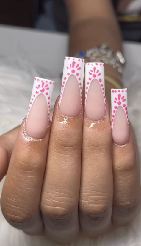 Pink Nail With Glitter, Nails Beach Design, Pink Nail Sets, Nails Inspo Pink, Pink Nails Art, Nail With Glitter, Mexican Nails, Pink Nail Colors, Girly Acrylic Nails