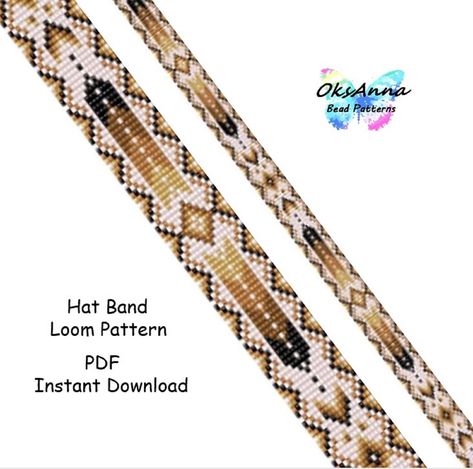 Brown hatband pattern Beading loom hatband Miyuki pattern Beading tutorial Seed bead pattern Loom stitch hatband Bead weave pattern Beadwork Hand Embroidery Patterns Free Printable, Beading Patterns Free Tutorials, Cross Stitch Patterns Free Disney, Miyuki Pattern, Beaded Belts, Beads Tutorial, Loom Designs, Beading Loom, Hand Embroidery Patterns Free