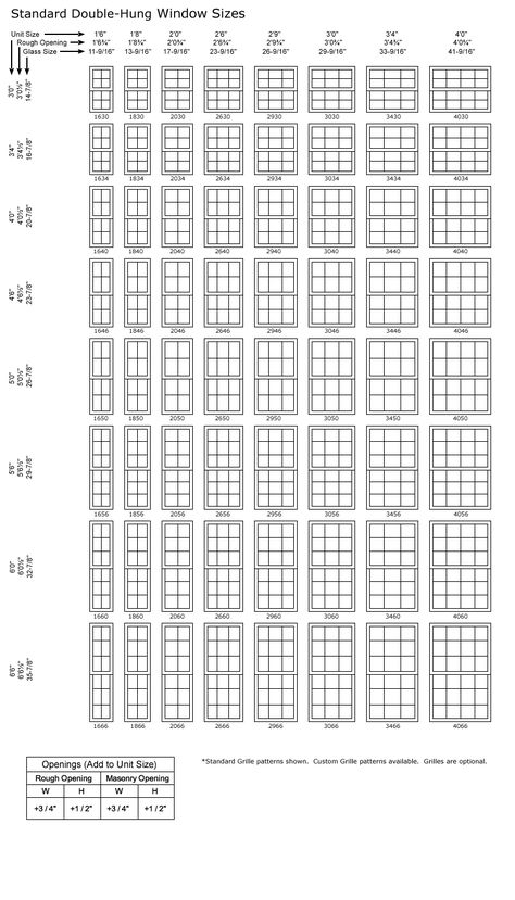 Double Hung Window Size Chart - Classic Windows, Inc. Window Dimensions Standard, Window Sizes Guide, Garrison Colonial Exterior, Window Sizes Chart, Morpholio Trace, Standard Window Sizes, Windows Architecture, Floor Plan Symbols, Architecture Symbols