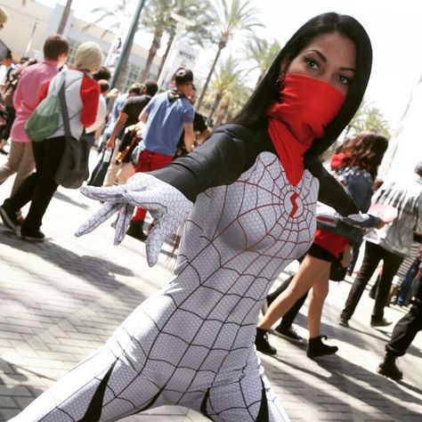 #Cosplay: #Silk aka Cindy Moon Silk Spiderman, Cindy Moon, Silk Marvel, Halloween Costume Suit, Spiderman Costume, Spiderman Cosplay, Jessica Nigri, Spider Girl, Marvel Cosplay