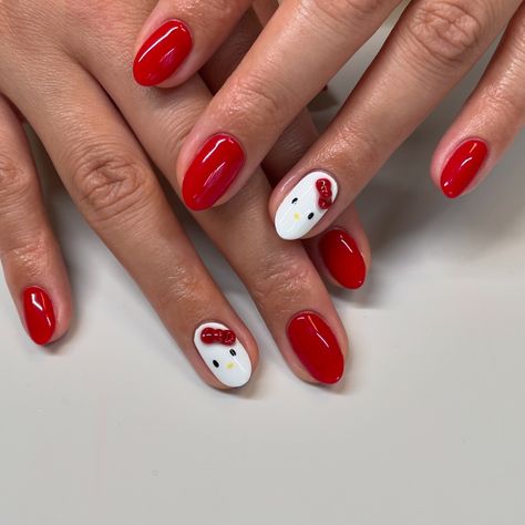 Loved all the hello kitty nails last month ❤️‍🔥 #hellokittynails Hello Kitty Painted Nails, Hello Kitty Nails Ideas, Hello Kitty Nails Simple, Kitty Nails Design, Simple Hello Kitty Nails, Hello Kitty Nail Ideas, Hello Kitty Nails Short, Uñas Hello Kitty, Hello Kitty Nail Art