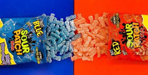 Sour Patch Kids Made "Just Red" And"Just Blue" Packs, And We're Losing Our MindsDelish Sour Patch Kids Game, Olivia Rodrigo Sour Patch Kids, Sour Patch Kids Watermelon, Blue Sour Patch Kids, Sour Patch Candy, Sour Patch, Sour Patch Kids, Red Team, Sour Candy