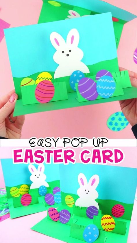 Easter Craft For Kids, Easy Craft For Kids, Easter Arts And Crafts, Easter Cards Handmade, Fun Easter Crafts, Card Easy, Simple Pop, Easy Easter Crafts, Easter Bunny Crafts