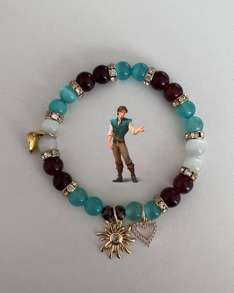 Rapunzul & Flynn ☀️Tag a Rapunzul lover! Available at Blusherjewels.com - - Follow @blusherjewels for more! 🧵🎀 - #rapunzel #flynnrider #disney #bracelet #matchingbracelets #makingbracelets #smallbusinessowner Disney Princess Bracelet, Rapunzel Bracelet, Character Bracelets, Rapunzel Y Flynn, Bracelet Making Tutorial, Tangled Jewelry, Themed Bracelets, Bracelet Business, Rapunzel And Eugene