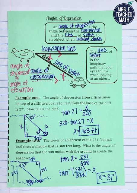 Angle Of Elevation, Analytic Geometry, High School Geometry, Teaching Geometry, Geometry High School, Notebook Pages, Math Interactive, Math Interactive Notebook, Math Notes