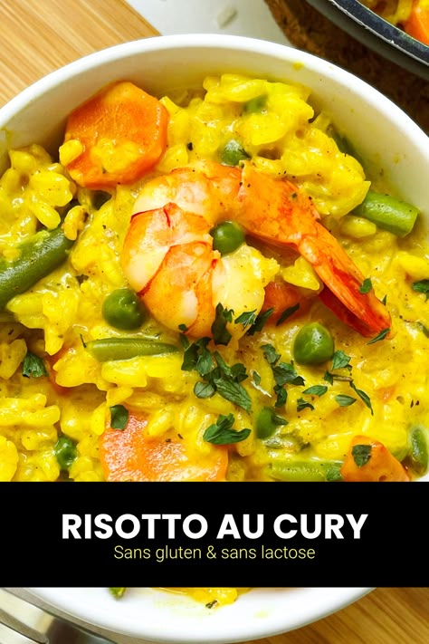 Je vous propose aujourd'hui une recette healthy et légère de risotto aux crevettes, lait de coco, curry et légumes. La recette est naturellement sans gluten et sans lactose. Ce risotto est aussi sans vin et sans parmesan. Il s'agit d'une idée de repas minceur pour le midi ou le soir. Coco Curry, Sans Gluten Sans Lactose, Low Fodmap, Tomato Salsa, Sans Gluten, Best Foods, Vegan Gluten Free, Parmesan, Allergies