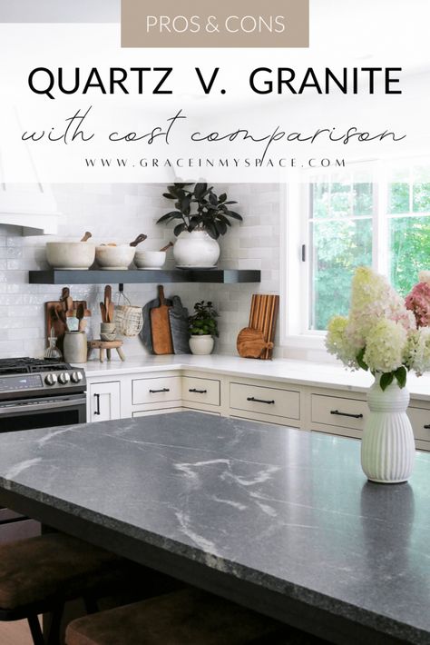 Popular Granite Countertops, Cost Of Granite Countertops, Concrete Countertops White Cabinets, Concrete Countertops Over Laminate, Concrete Countertops Kitchen Diy, Concrete Countertops Bathroom, Countertop Choices, Concrete Countertops White, White Concrete Countertops