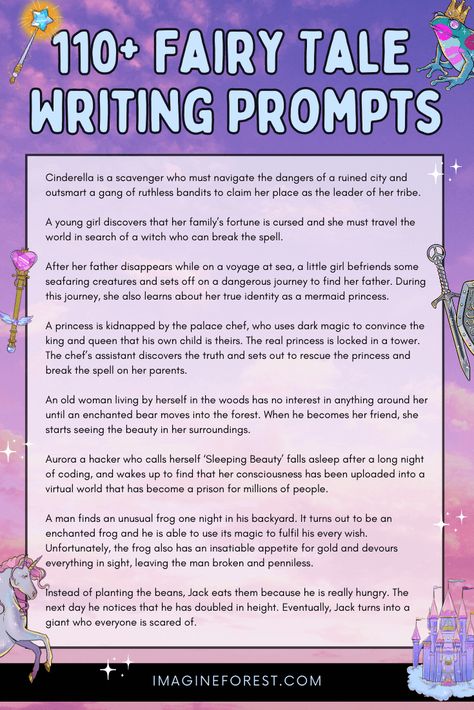 Fractured Fairy Tales Prompts, Fairy Tale Writing Prompts, Drawing Ideas Fairy, Fairy Tales Sequencing, Fantasy Story Prompts, Fairy Tale Writing, Fairy Tale Activities, Fractured Fairy Tales, Mermaid Stories